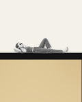 Sunbather – close-up of the wooden figure on the black frame
