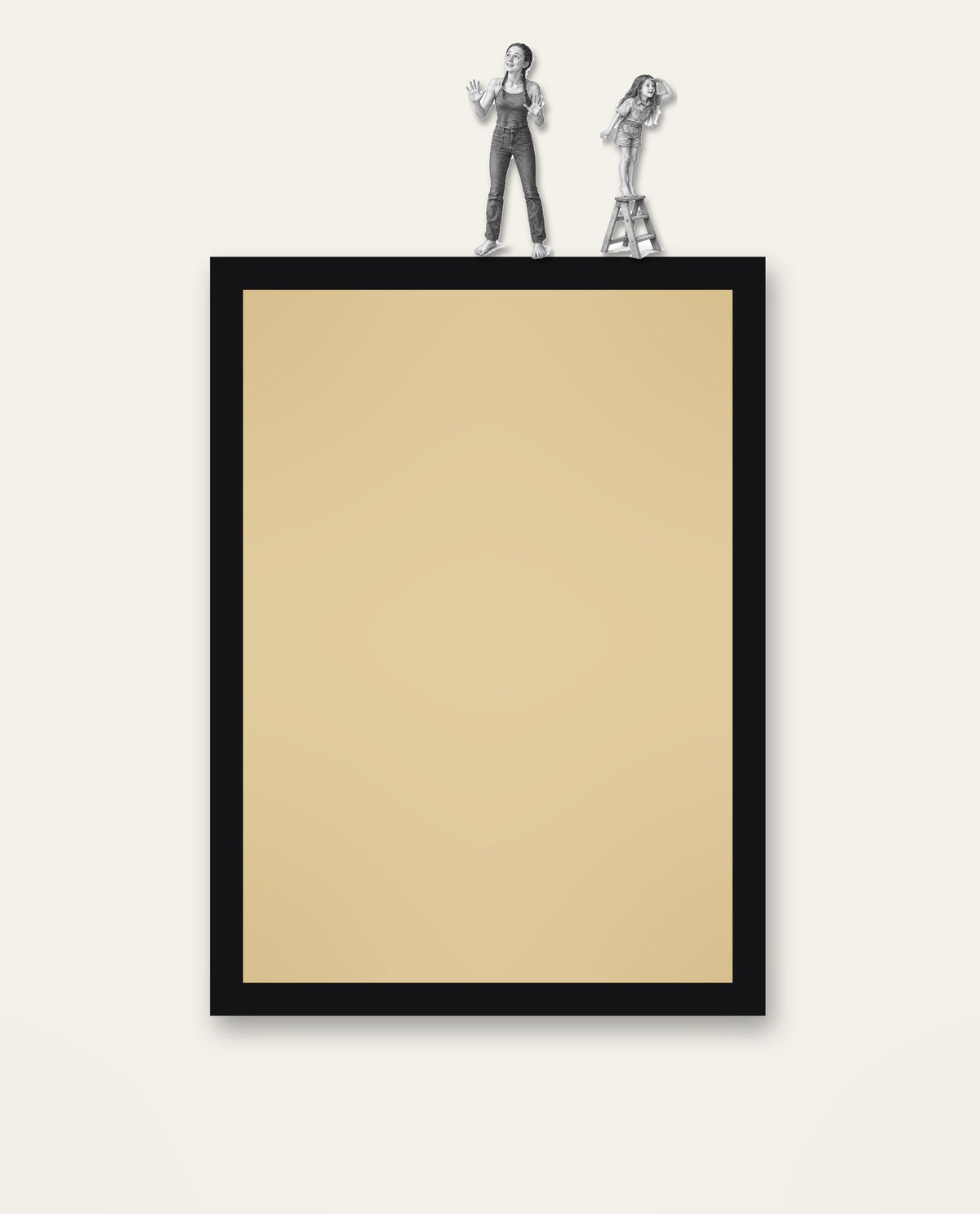 Stepladder – the full framed piece on a wall